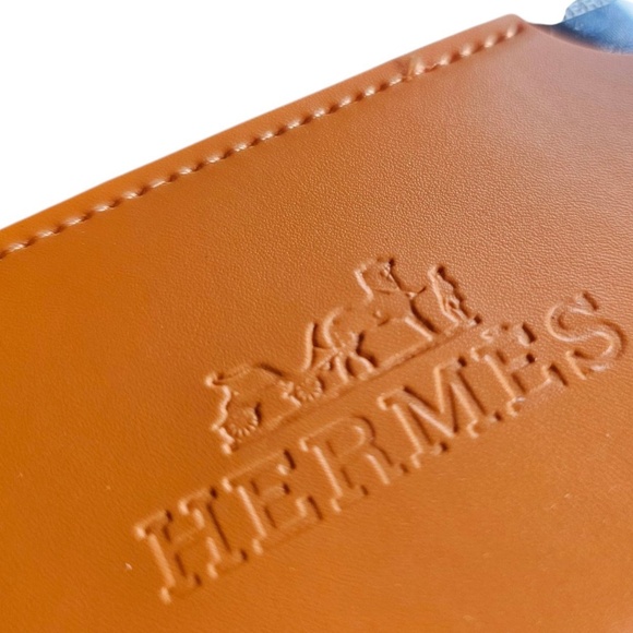 Hermes Orange Embossed Travel Pocket Mirror Card Holder - Picture 2 of 5